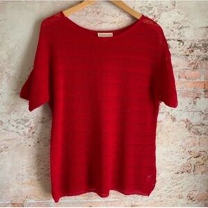Linen Blend Red Knit Sweater
